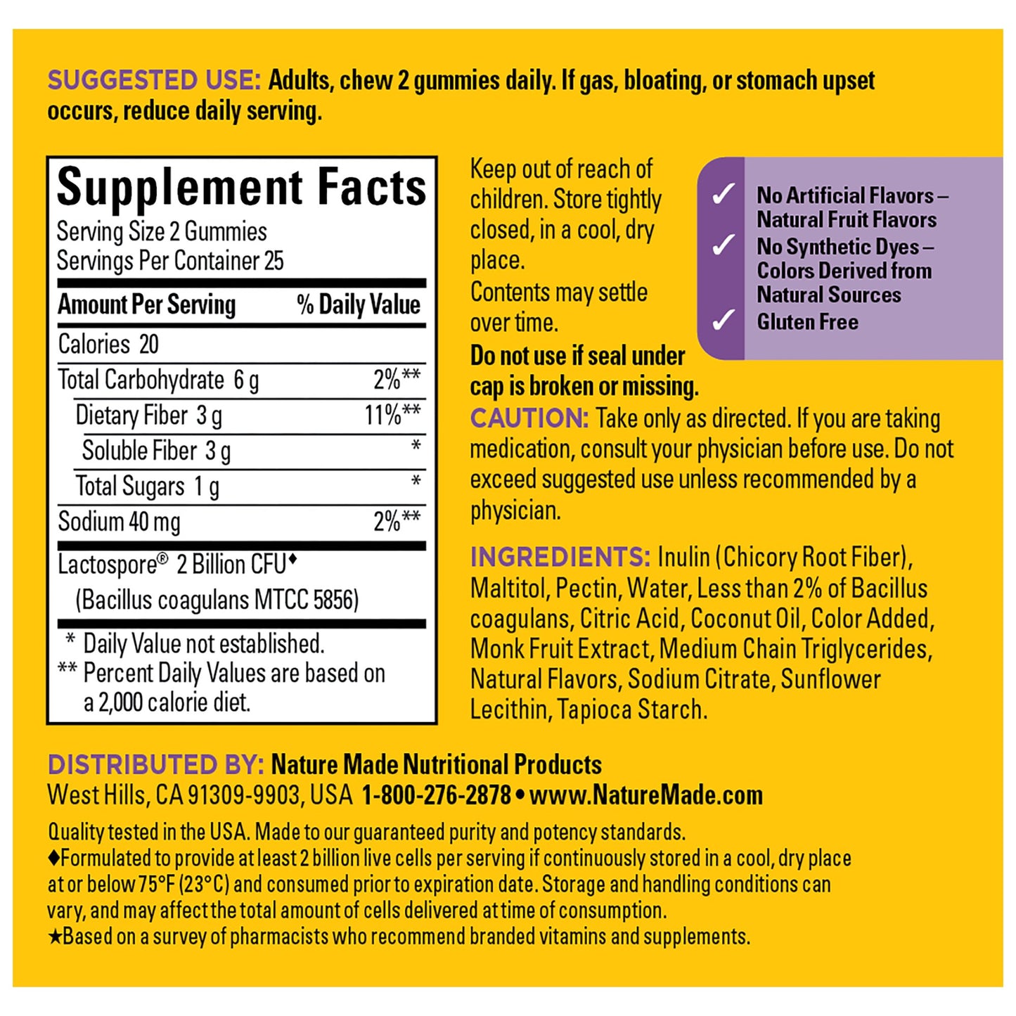Nature Made Probiotic & Prebiotic Fiber Gummies - Mixed Berry