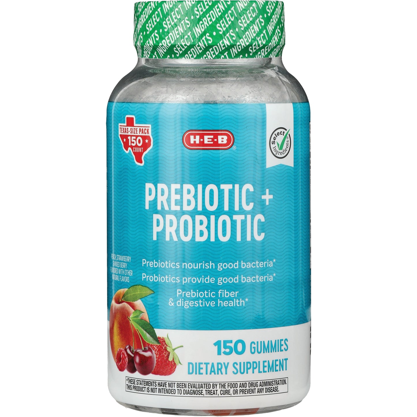 H-E-B Prebiotic + Probiotic Digestive Gummies - Peach & Berry, Texas-Size Pack