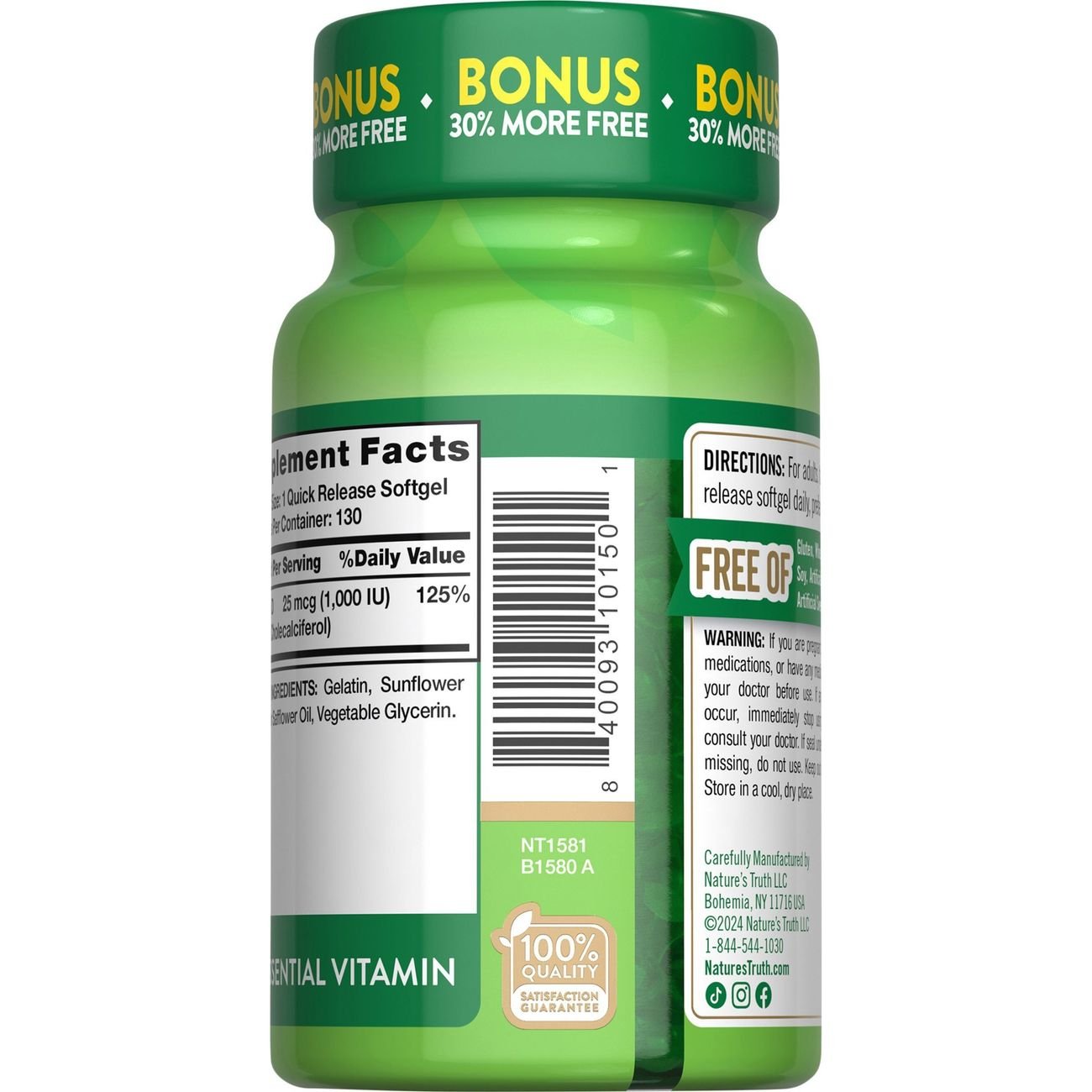 Nature's Truth Vitamin D3 1000 IU Softgels
