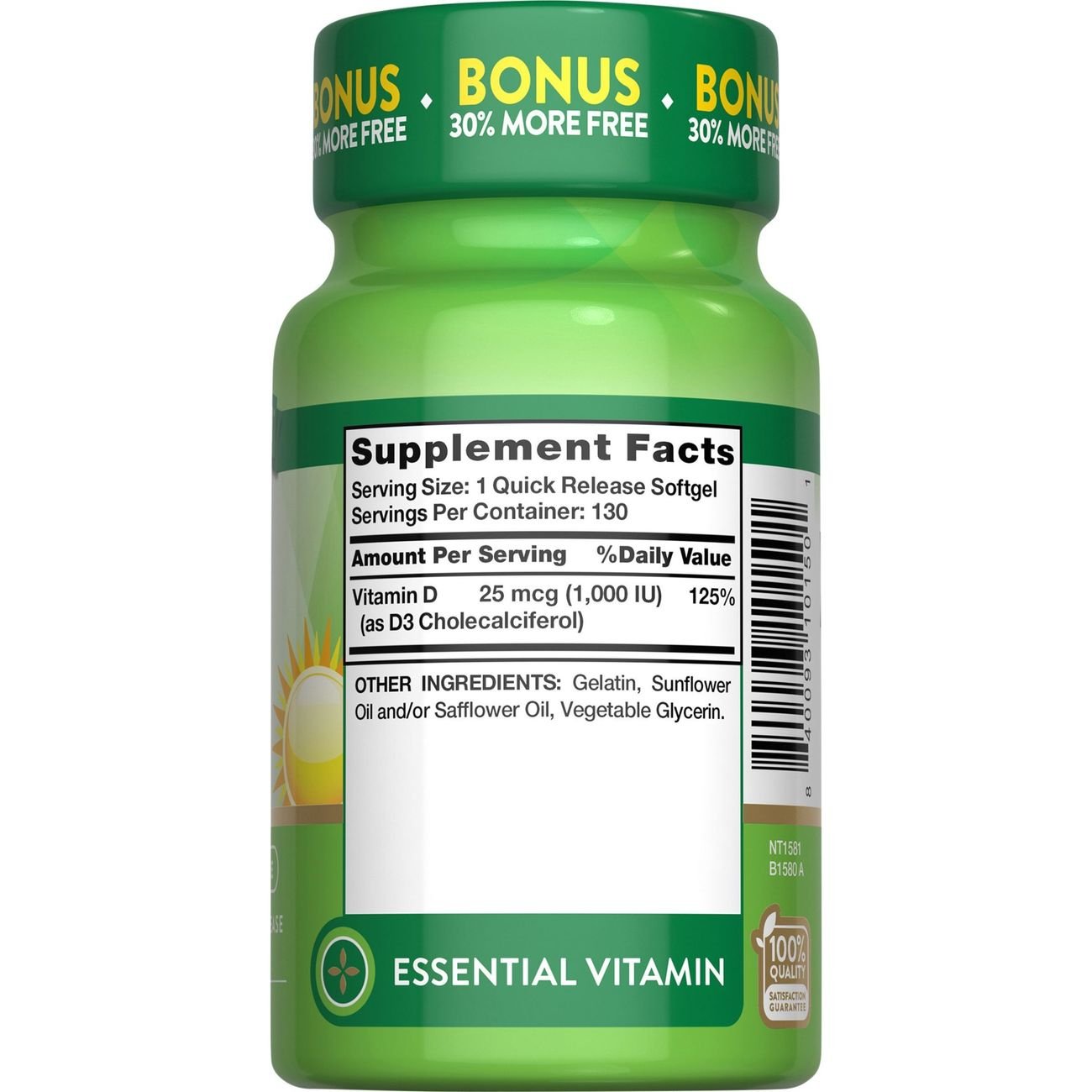 Nature's Truth Vitamin D3 1000 IU Softgels