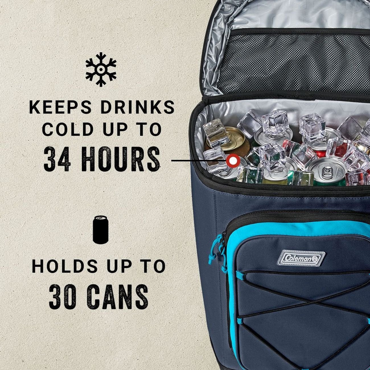Coleman Xpand 30 Can Backpack Soft Cooler - Blue Nights