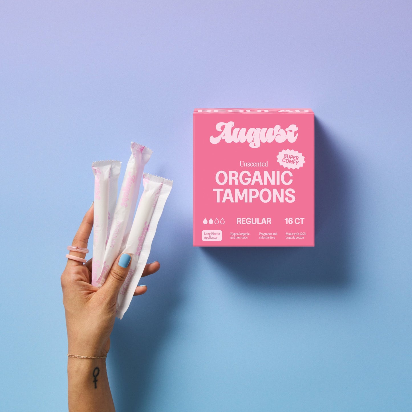 August Organic Cotton Tampons Regular