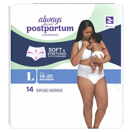 Always Discreet Postpartum Disposable Underwear - L