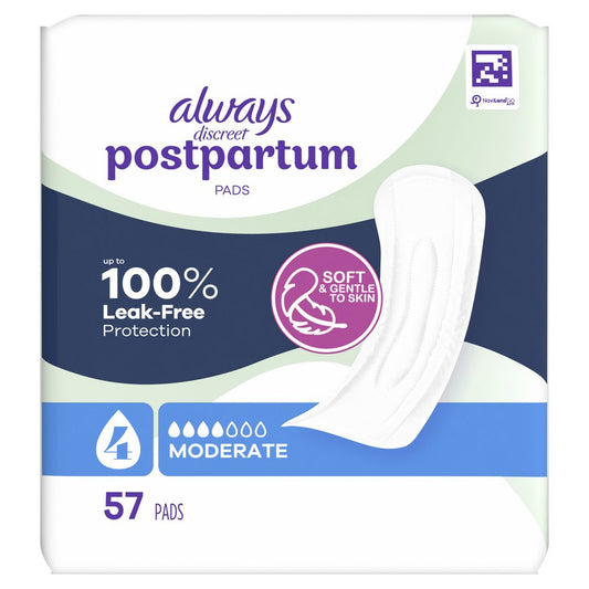 Always Discreet Postpartum Pads - 4 Moderate Flow