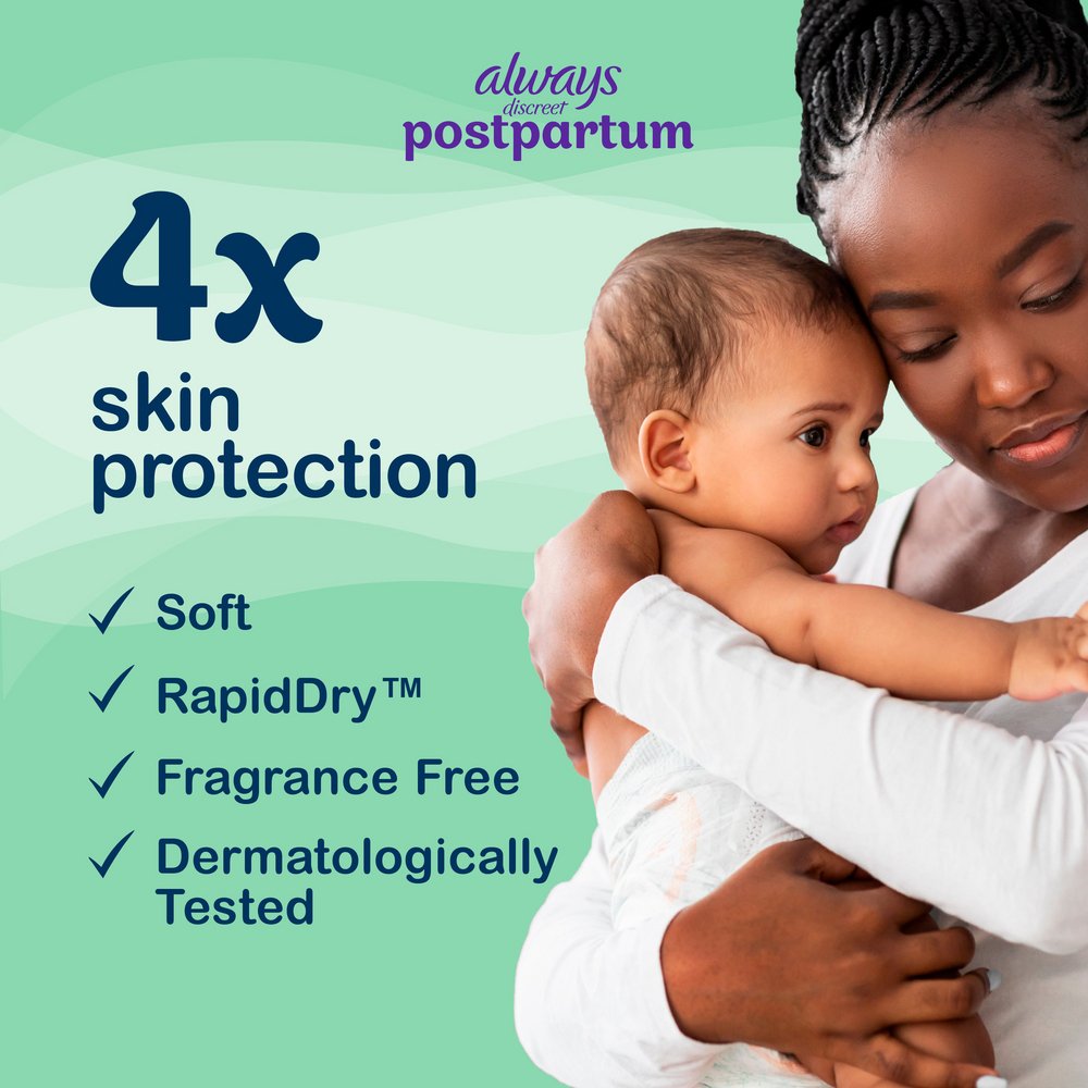 Always Discreet Postpartum Pads - 4 Moderate Flow