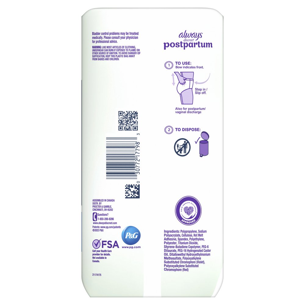 Always Discreet Postpartum Disposable Underwear - XL