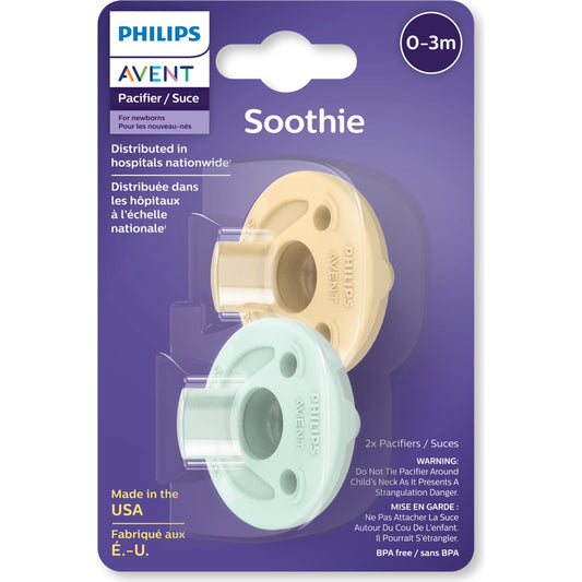 Avent Soothie Pacifiers (0-3 Months) - Yellow & Cyan