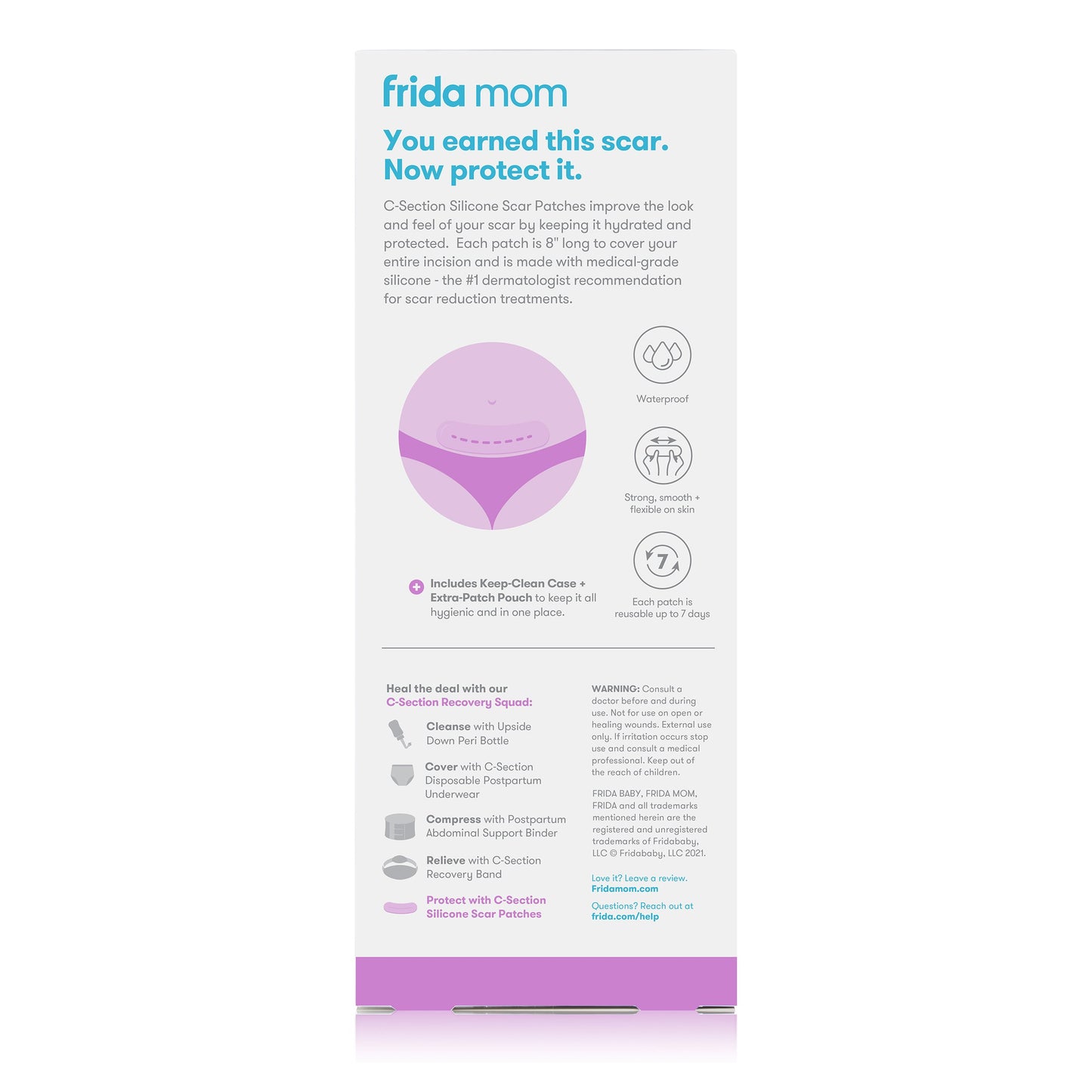 Frida Mom C-Section Silicone Scar Patches + Case