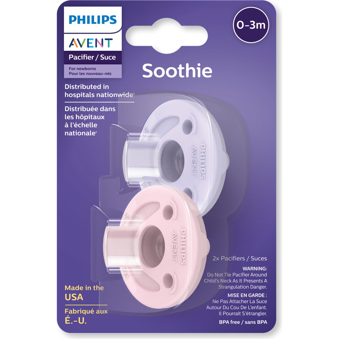 Avent Soothie Pacifiers (0-3 Months) -  Lilac & Pink