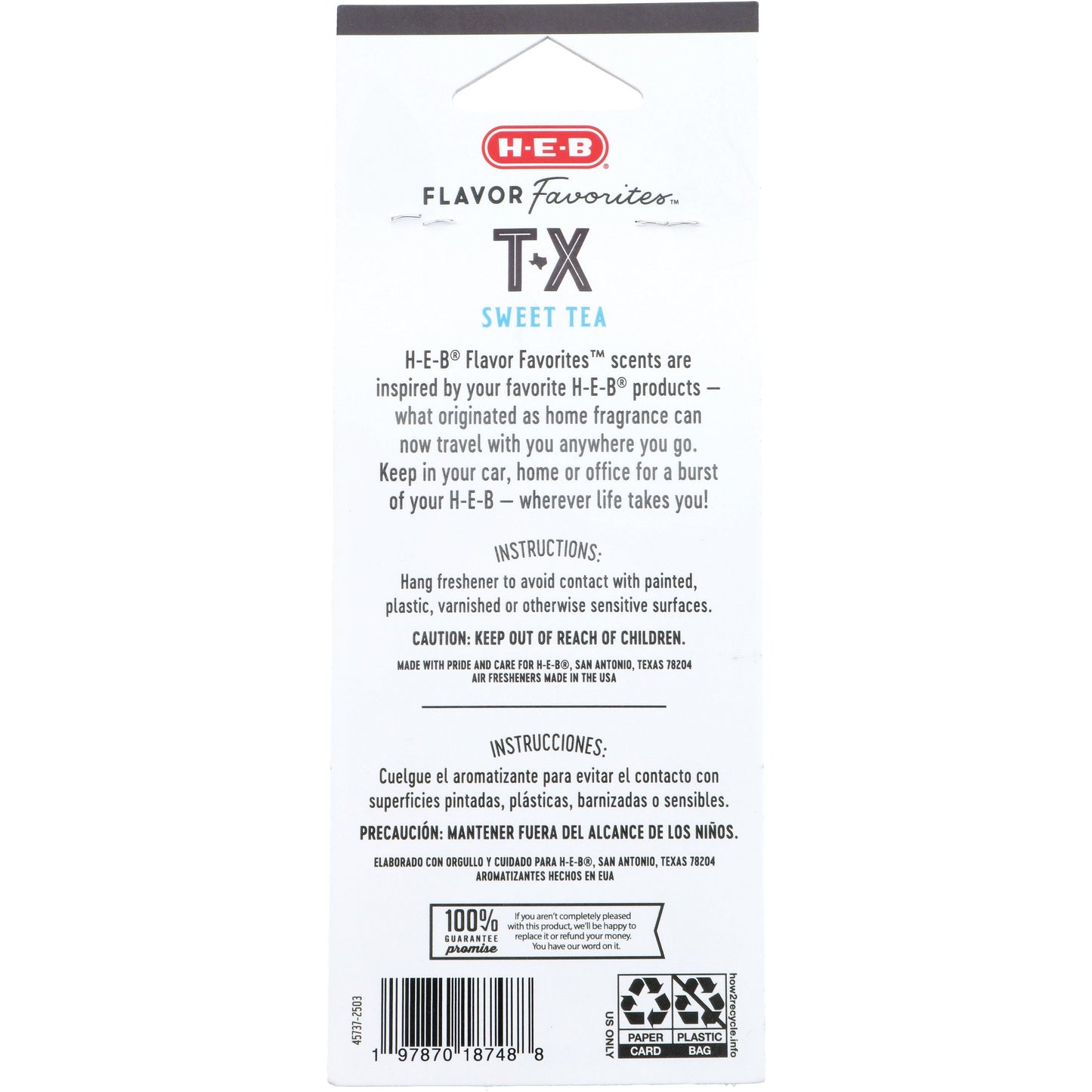 H-E-B Flavor Favorites Car Air Fresheners - TX Sweet Tea
