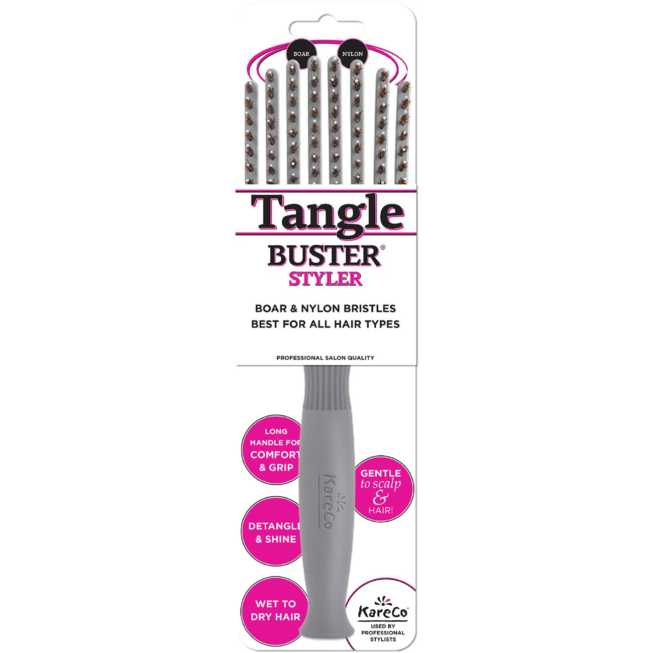 KareCo All Hair Types Boar & Nylon Flexible Tangle Buster Styler Brish