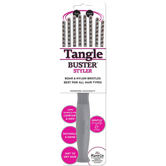 KareCo All Hair Types Boar & Nylon Flexible Tangle Buster Styler Brish