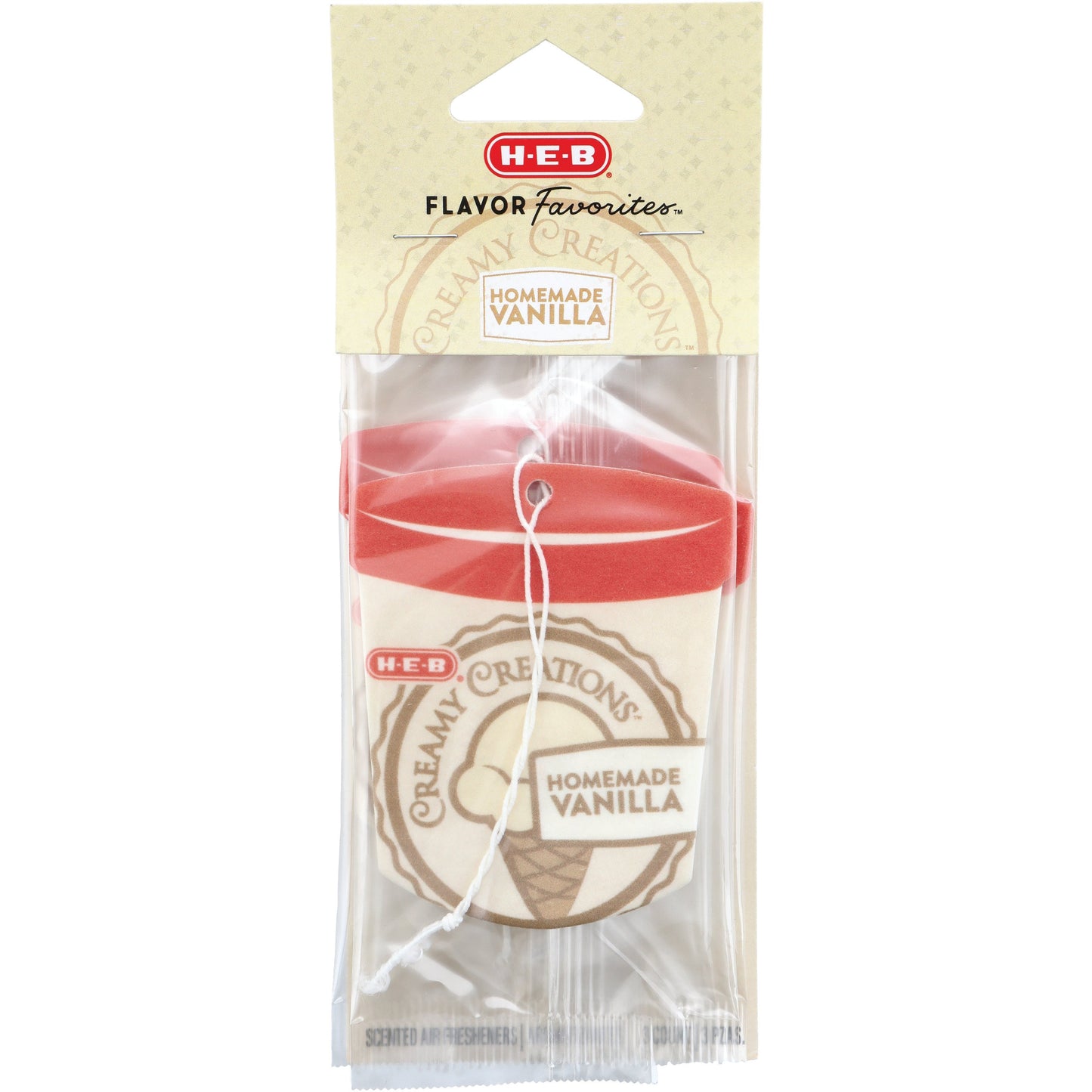 H-E-B Flavor Favorites Car Air Fresheners - Creamy Creations Homemade Vanilla Ice Cream