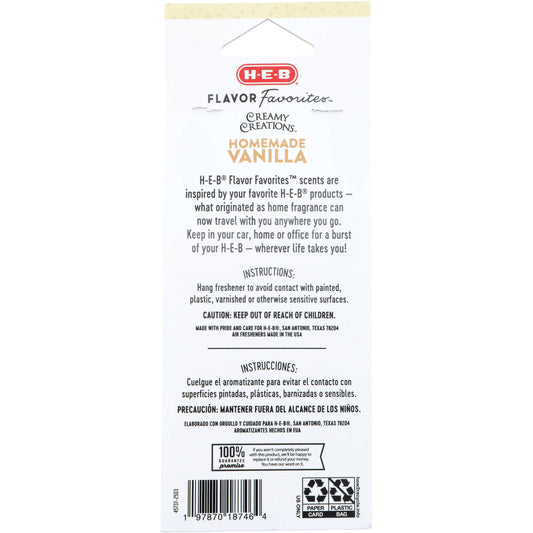 H-E-B Flavor Favorites Car Air Fresheners - Creamy Creations Homemade Vanilla Ice Cream