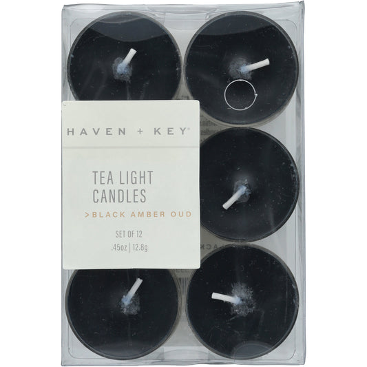 Haven + Key Tealight Candle Set - Black Amber Oud