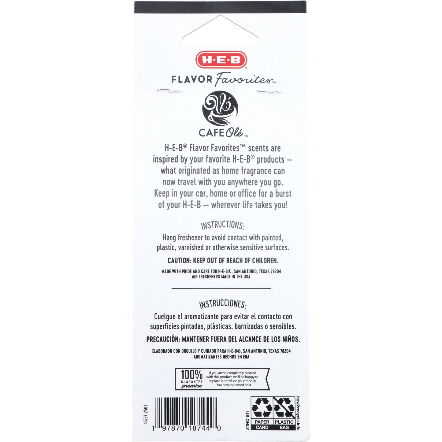 H-E-B Flavor Favorites Car Air Fresheners - CAFE Olé Coffee