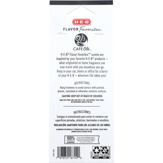 H-E-B Flavor Favorites Car Air Fresheners - CAFE Olé Coffee