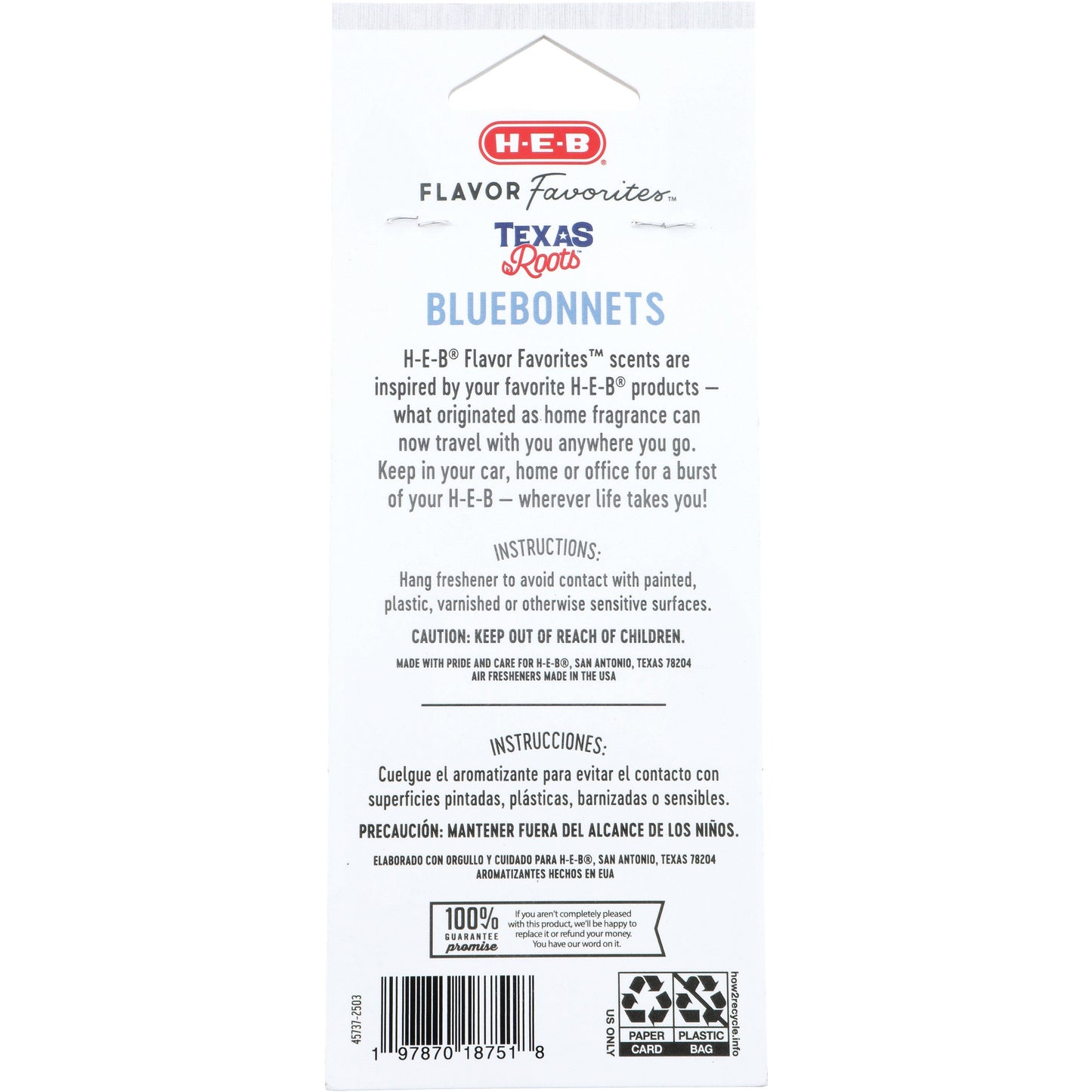 H-E-B Flavor Favorites Car Air Fresheners - Texas Roots Bluebonnets