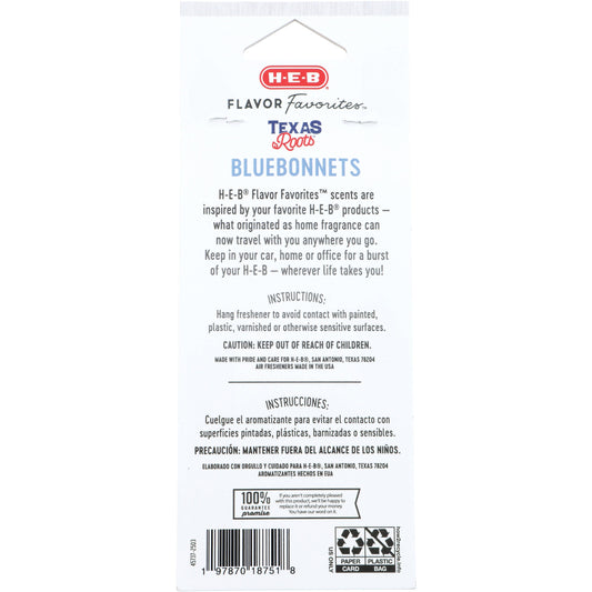 H-E-B Flavor Favorites Car Air Fresheners - Texas Roots Bluebonnets