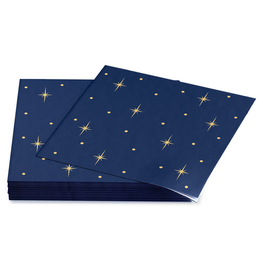 American Greetings Gold Stars on Navy Lunch Napkins