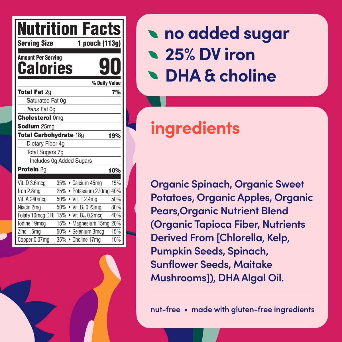 Cerebelly Dairy Free Organic Smoothie Pouch - Spinach Strawberry Banana