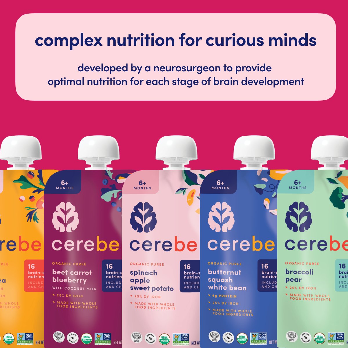 Cerebelly Dairy Free Organic Smoothie Pouch - Spinach Strawberry Banana