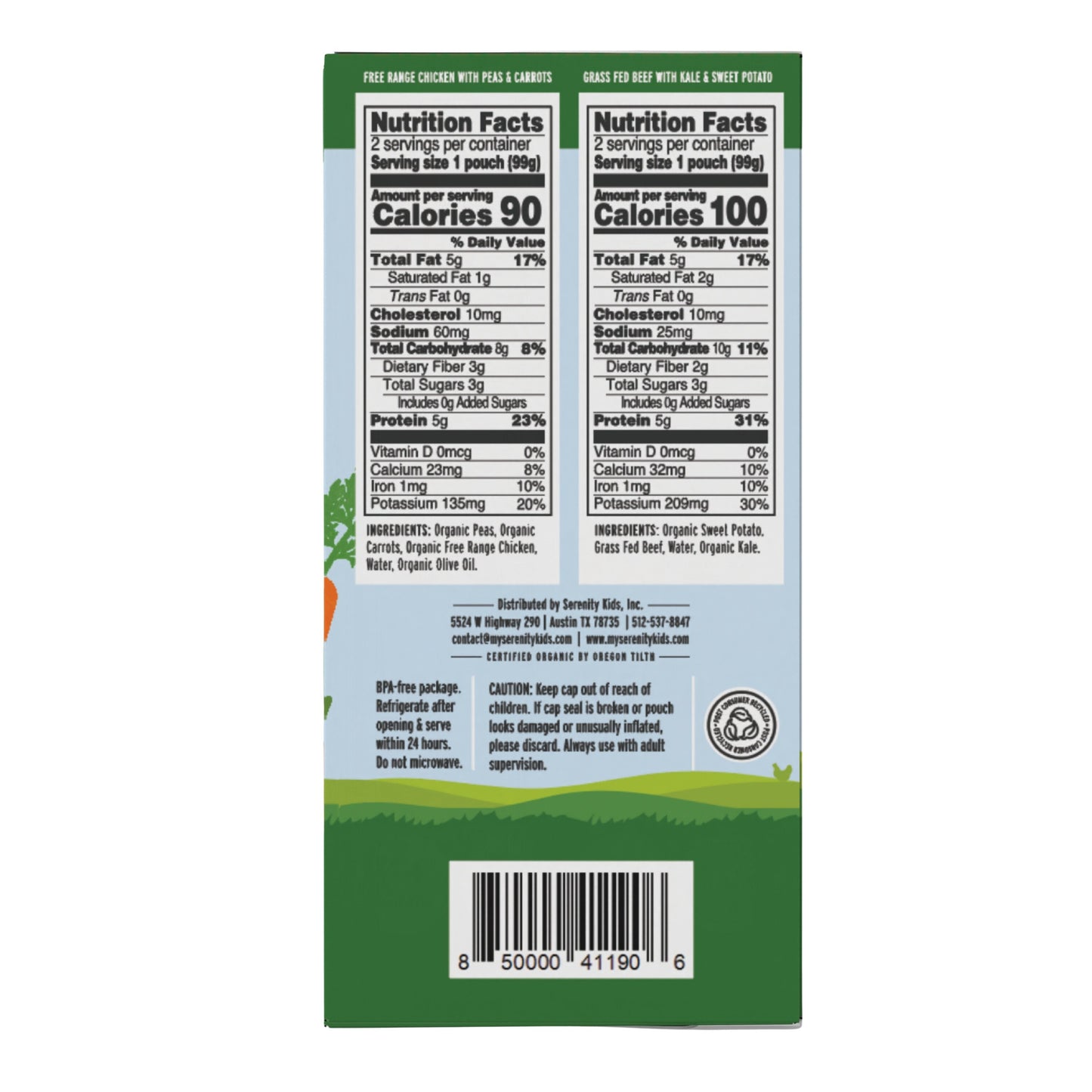Serenity Kids Organic Baby Food Pouches, Value Pack - Beef & Chicken