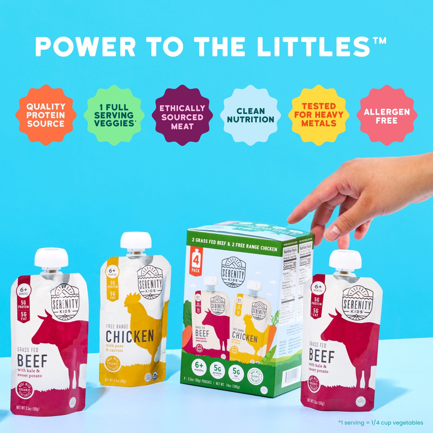 Serenity Kids Organic Baby Food Pouches, Value Pack - Beef & Chicken