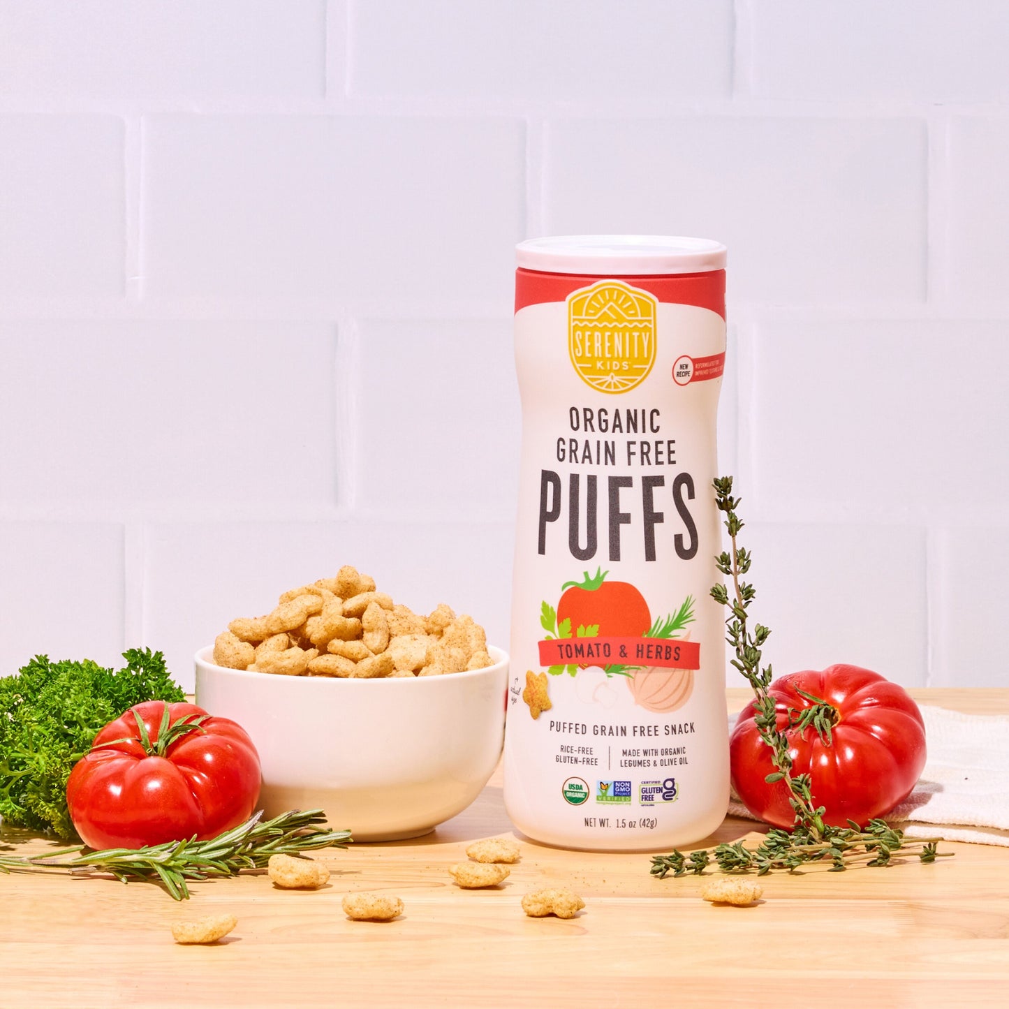 Serenity Kids Grain Free Puffs - Tomato & Herbs