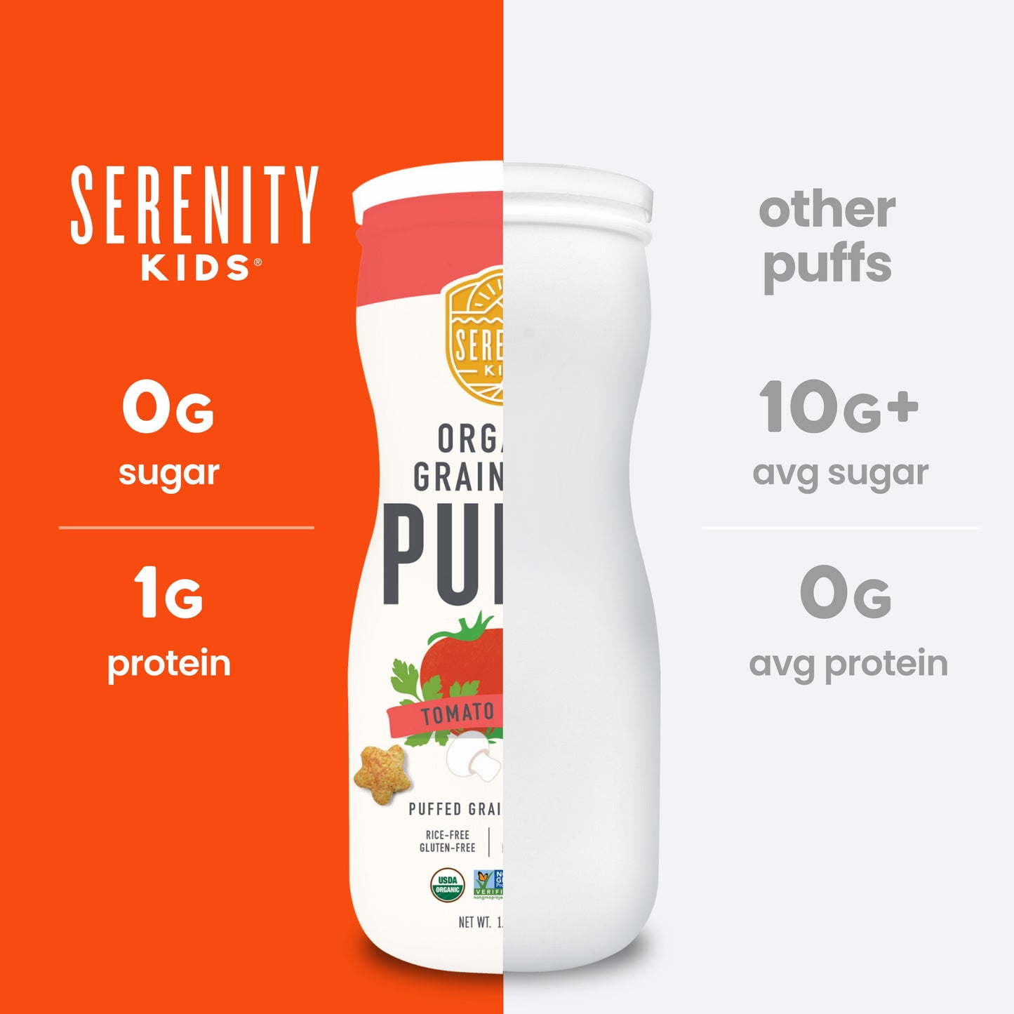 Serenity Kids Grain Free Puffs - Tomato & Herbs