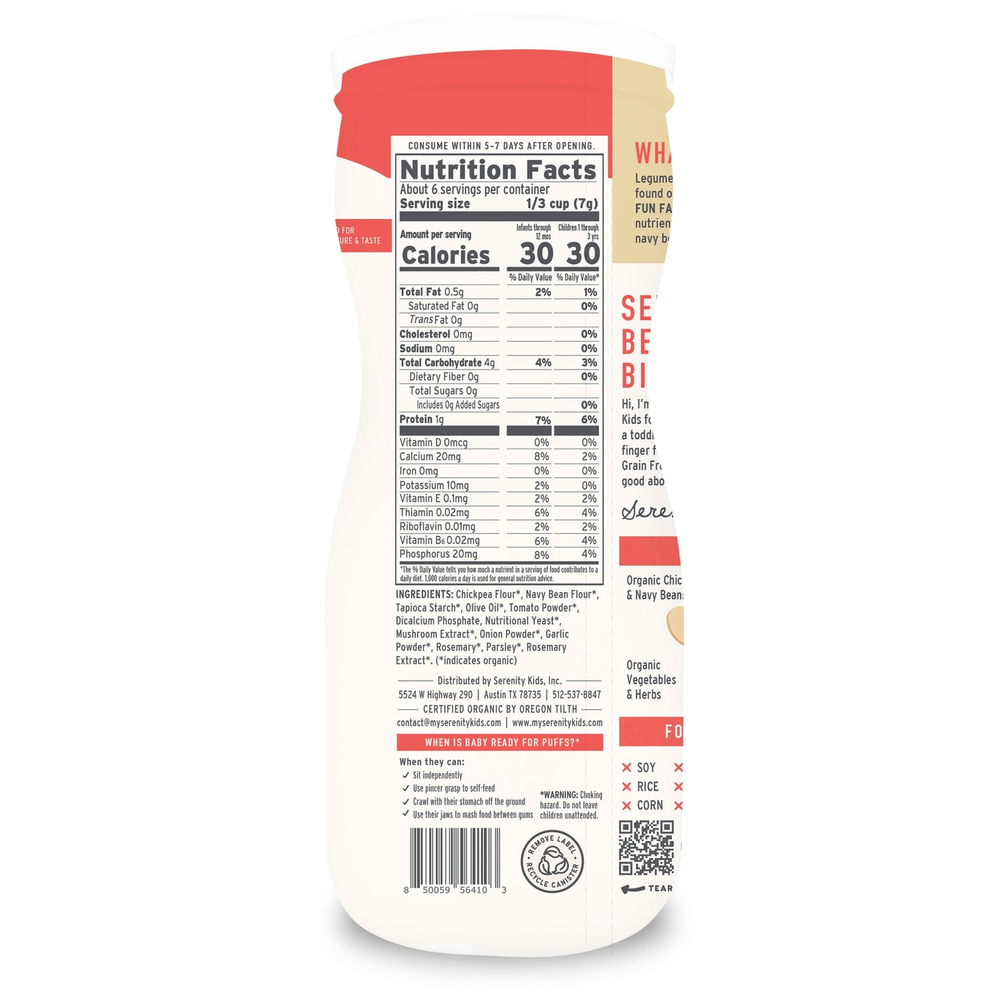 Serenity Kids Grain Free Puffs - Tomato & Herbs