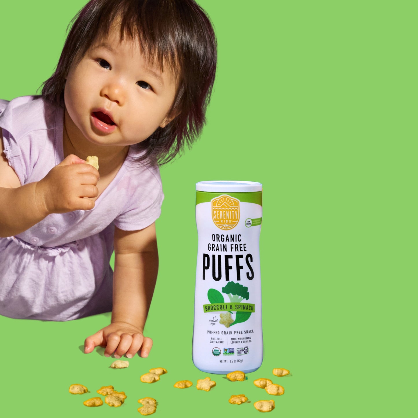 Serenity Kids Grain Free Puffs - Broccoli & Spinach