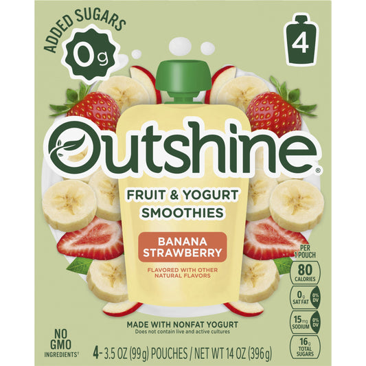 Outshine Fruit & Yogurt Smoothies - Banana Strawberry, 3.5 oz Pouches