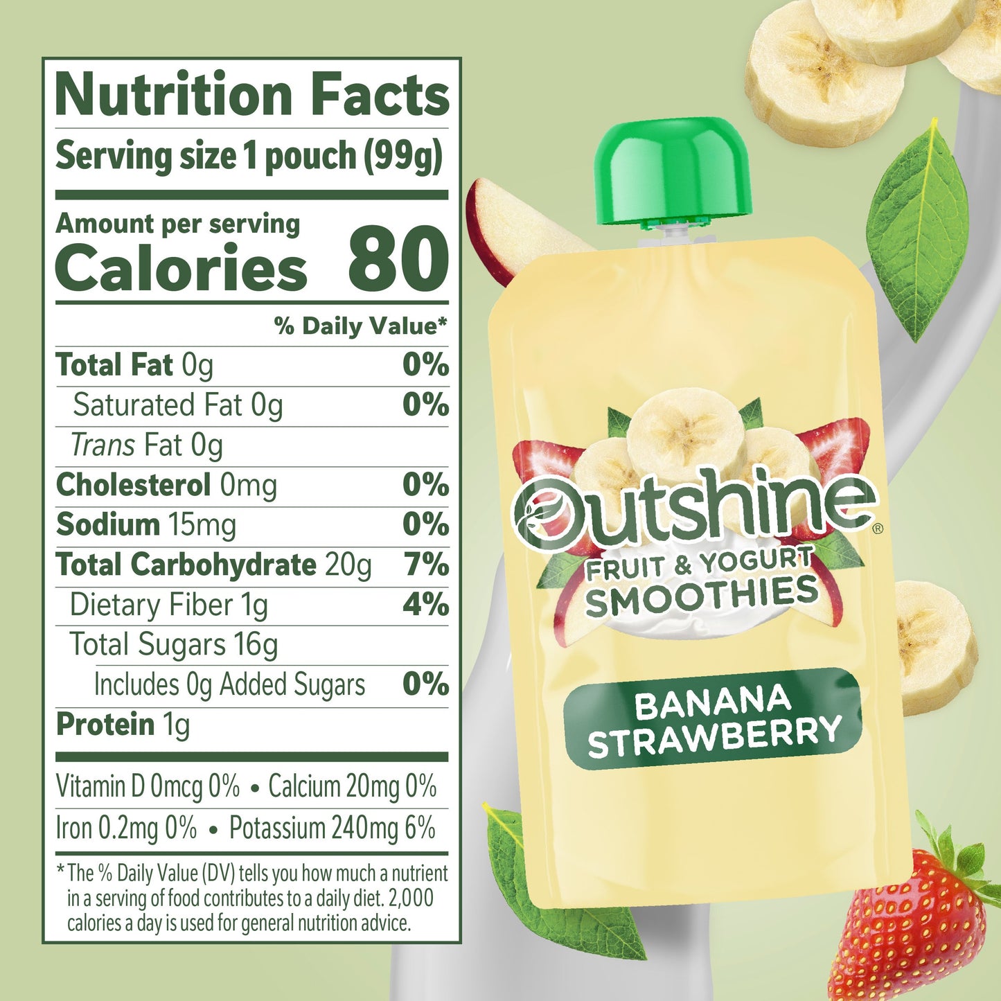 Outshine Fruit & Yogurt Smoothies - Banana Strawberry, 3.5 oz Pouches
