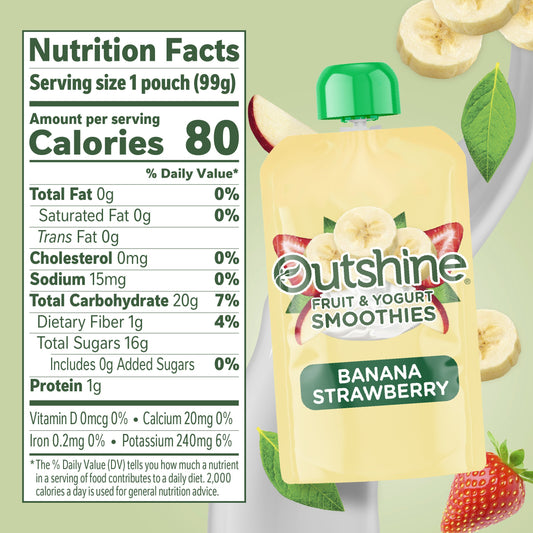 Outshine Fruit & Yogurt Smoothies - Banana Strawberry, 3.5 oz Pouches