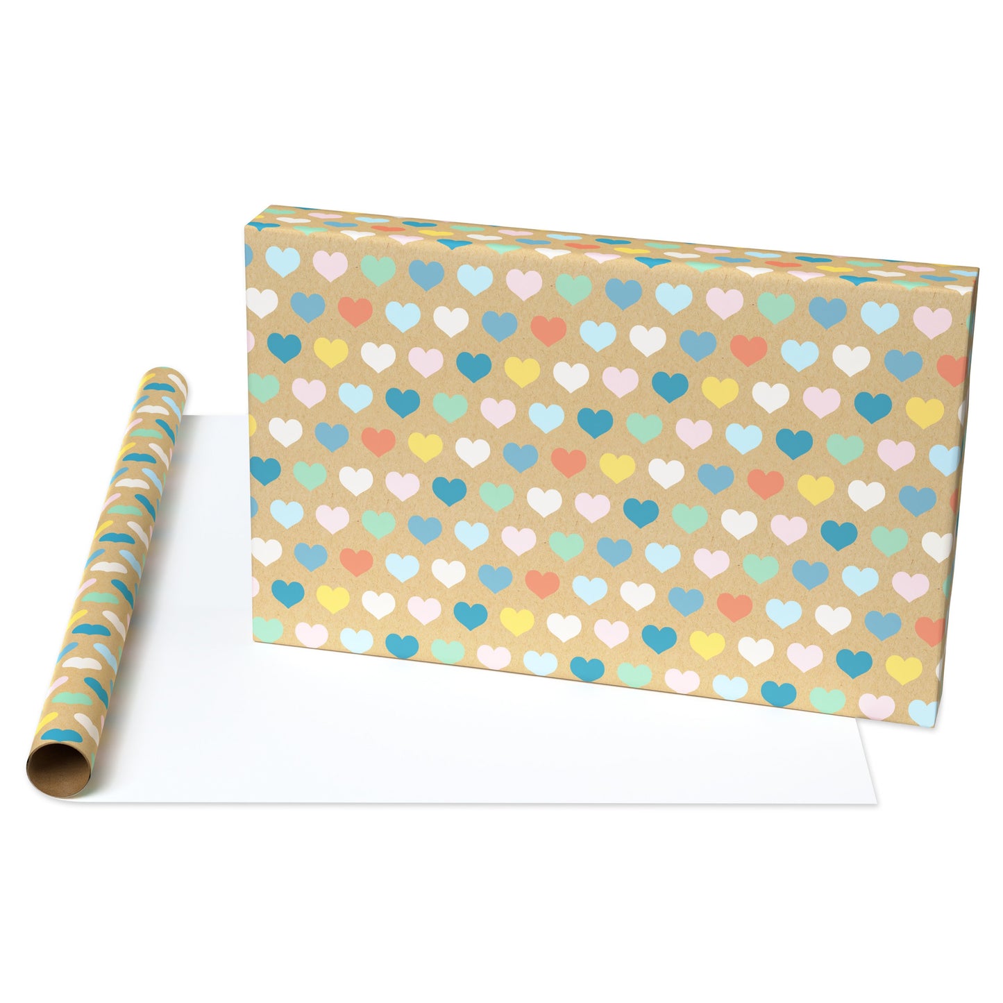 American Greetings Multi-Colored Hearts Kraft Wrapping Paper, 20 sq. ft.