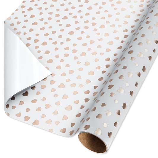 American Greetings Hearts Wedding or Engagement Foil Wrapping Paper, 15 sq. ft.