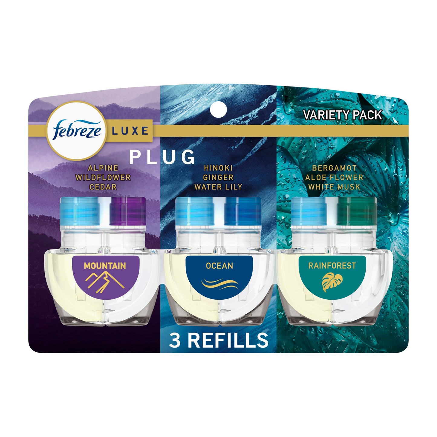 Febreze Luxe Plug In Air Freshener Scented Oil Refill - Variety Pack