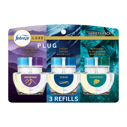 Febreze Luxe Plug In Air Freshener Scented Oil Refill - Variety Pack