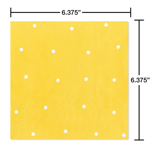 American Greetings Polka Dots on Yellow Lunch Napkins