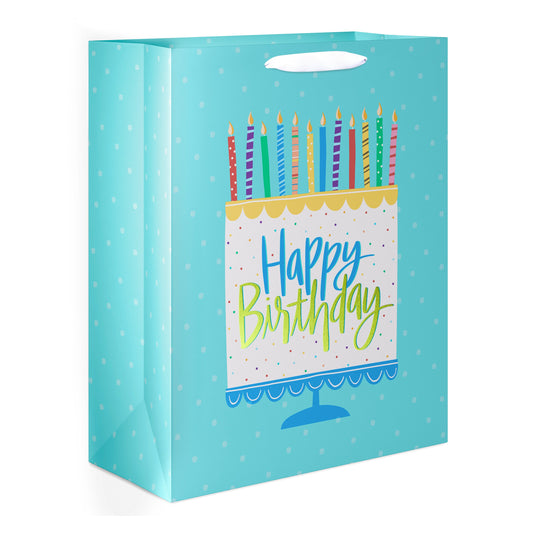 American Greetings Cake & Candles Extra Large Teal Birthday Gift Bag