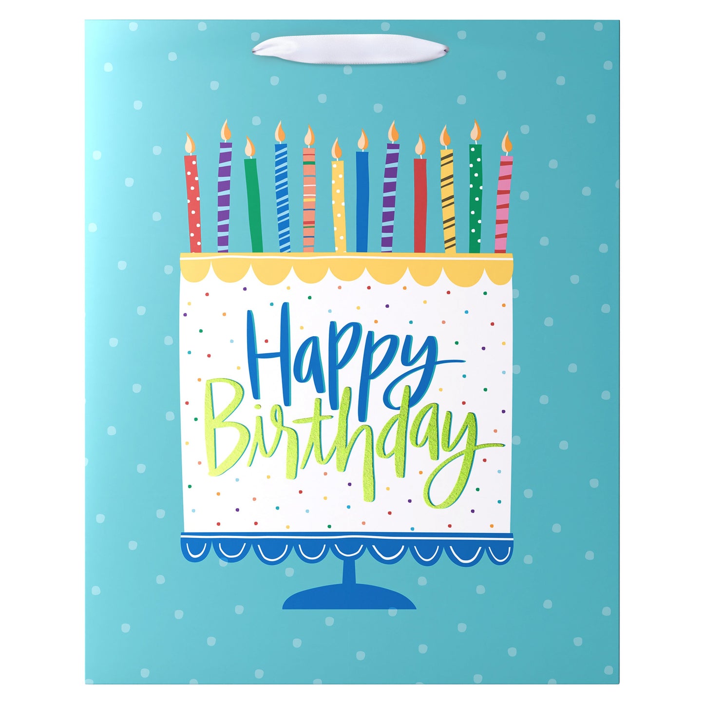 American Greetings Cake & Candles Extra Large Teal Birthday Gift Bag