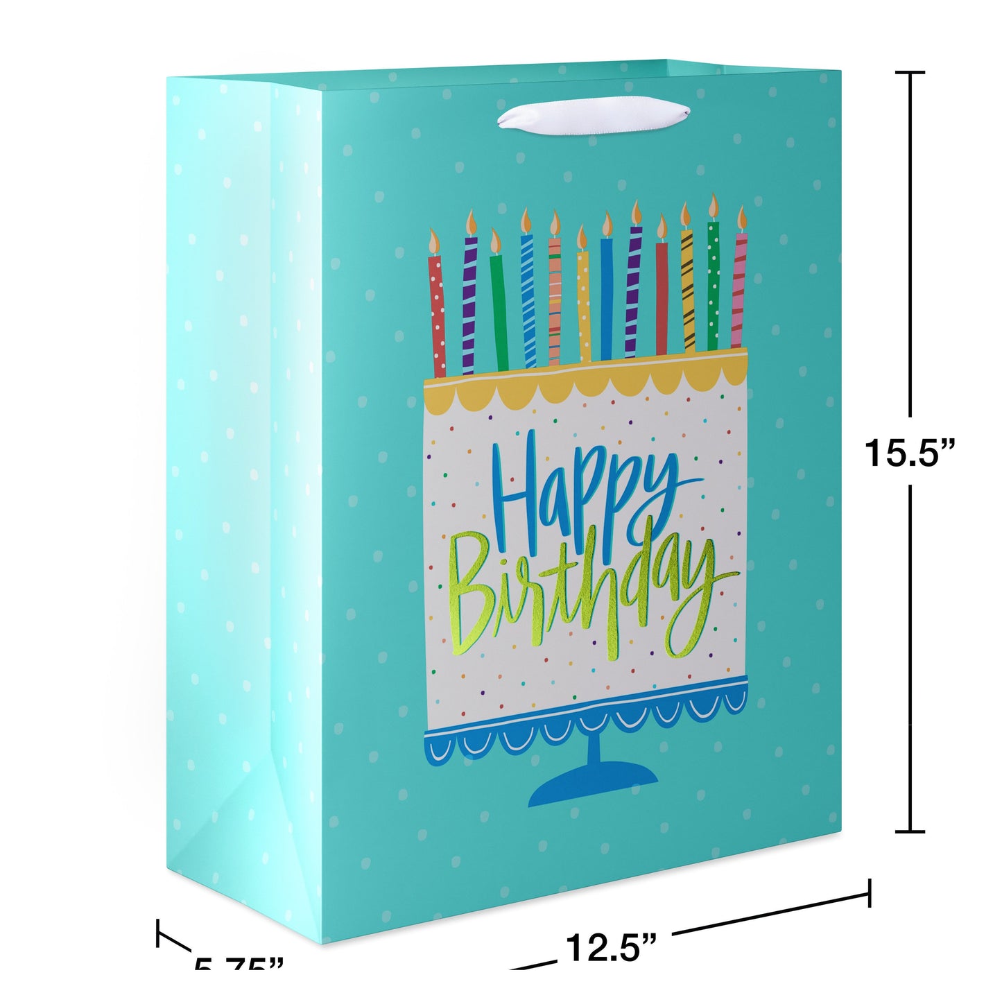 American Greetings Cake & Candles Extra Large Teal Birthday Gift Bag