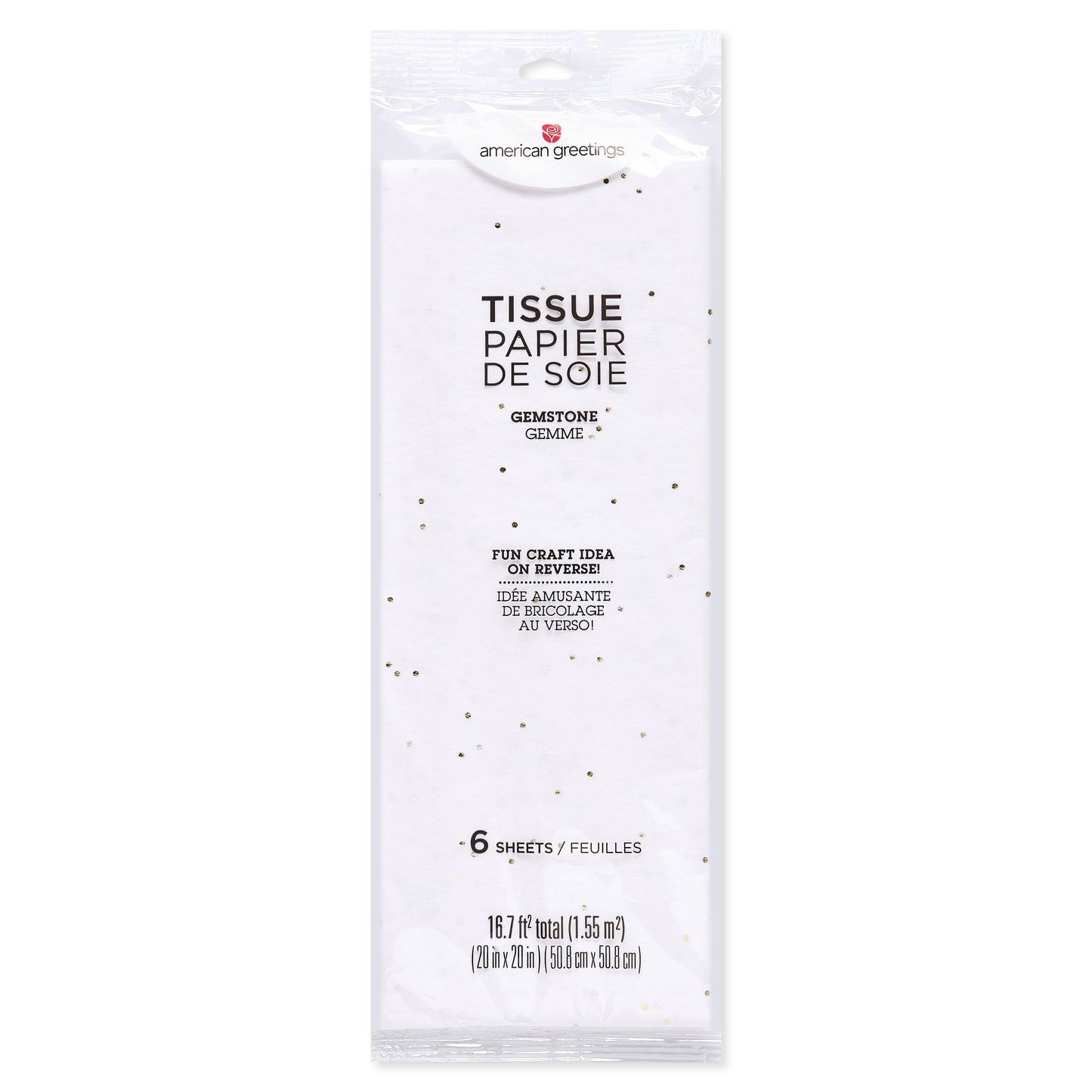American Greetings Gold Gem on White Tissue Paper Bundle, 6 ct