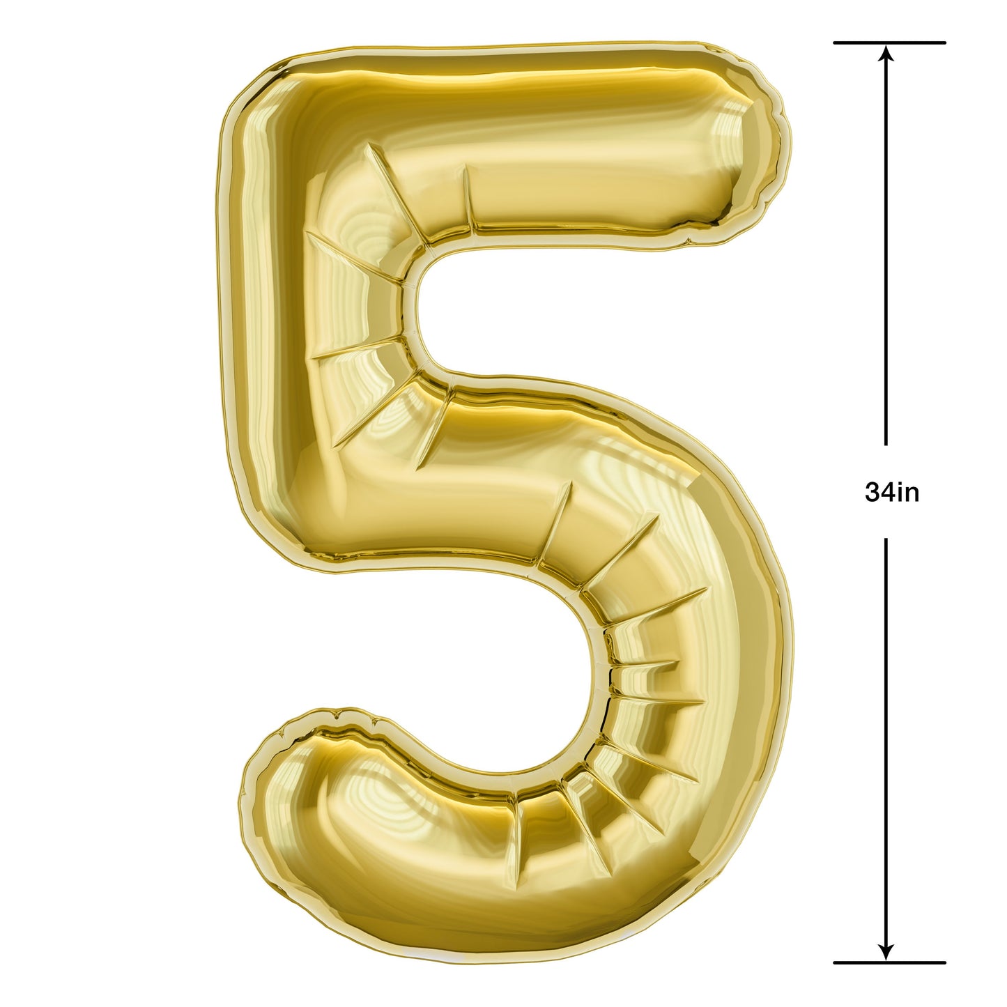 American Greetings Number 5 Large Gold Foil Uninflated Balloon