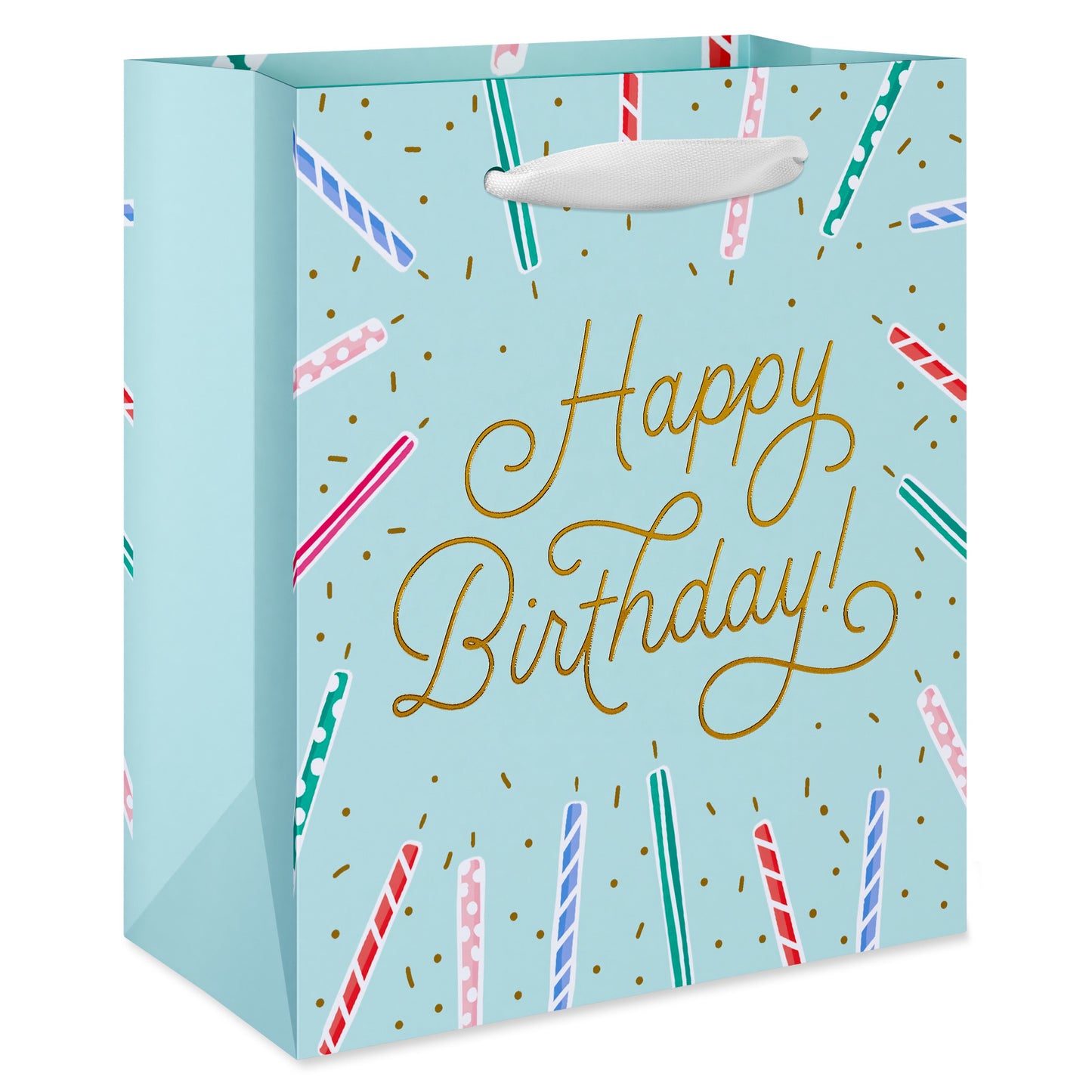 American Greetings Happy Birthday Candles On Teal Small Birthday Gift Bag