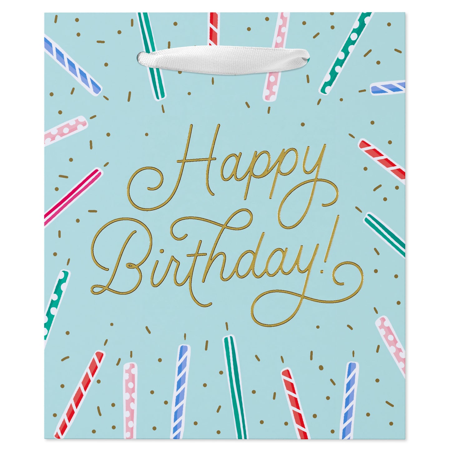 American Greetings Happy Birthday Candles On Teal Small Birthday Gift Bag