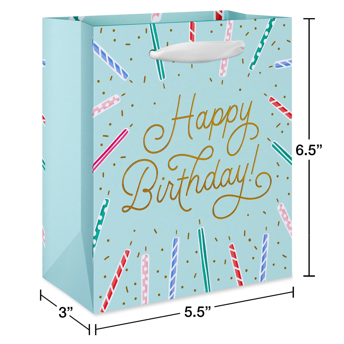 American Greetings Happy Birthday Candles On Teal Small Birthday Gift Bag
