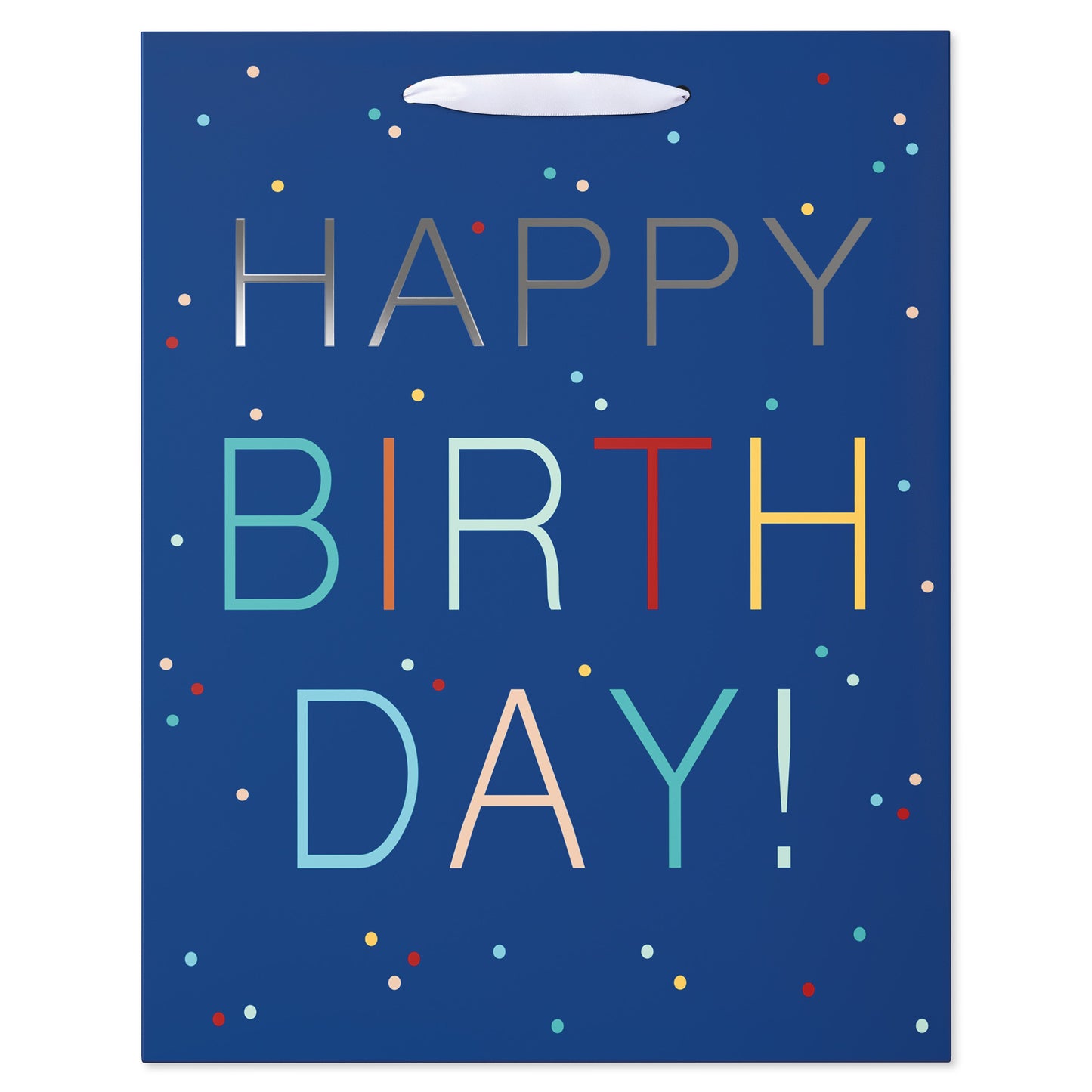American Greetings Birthday Confetti Large Navy Birthday Gift Bag