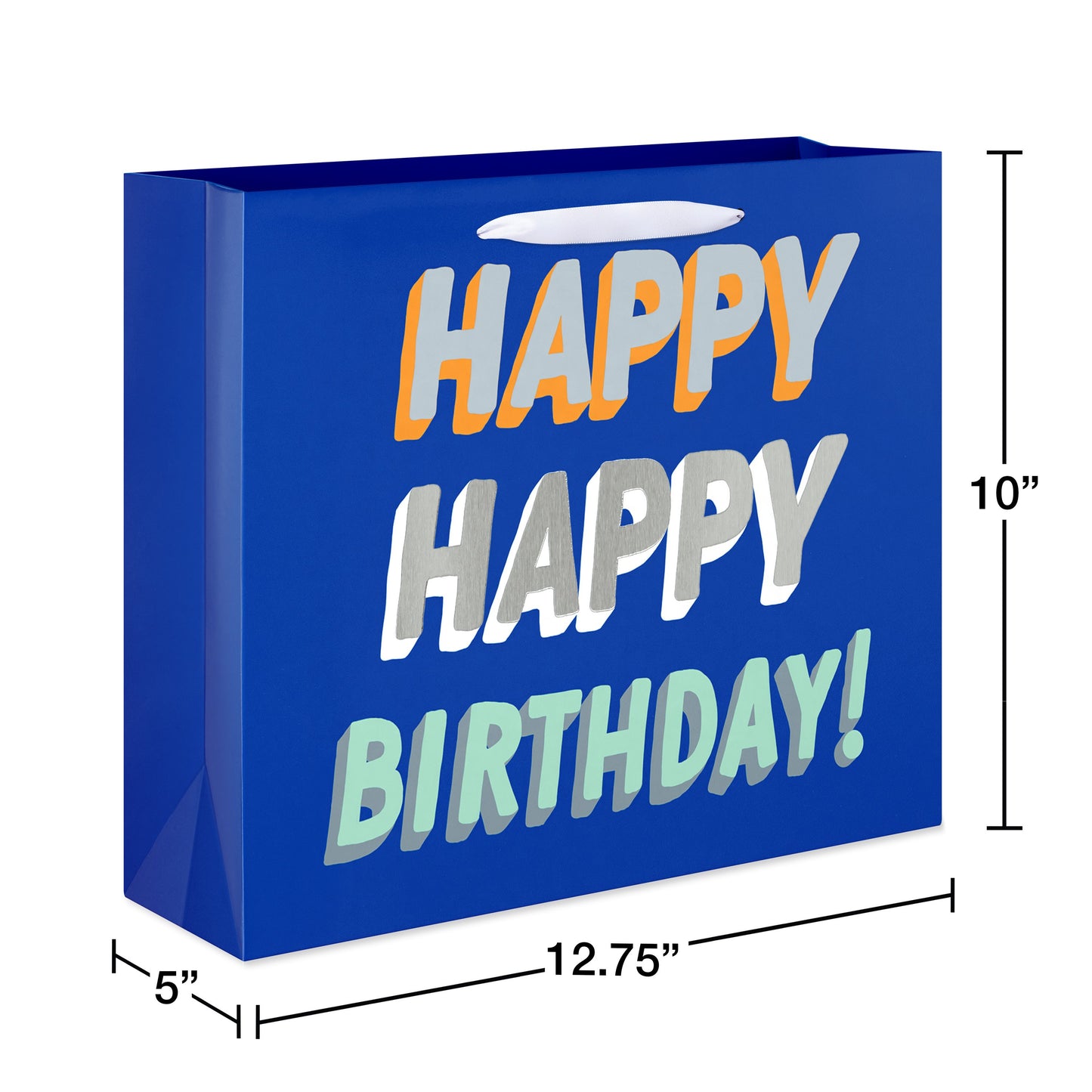 American Greetings Happy Happy Birthday Blue Horizontal Gift Bag